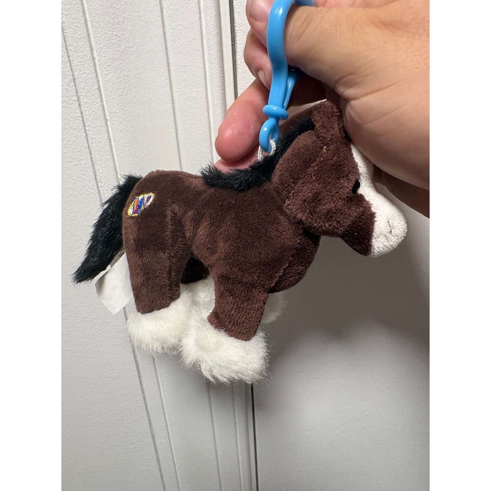 Webkinz Clydesdale Kinz Klip Plush Keychain Horse Brown White Ganz WE000734